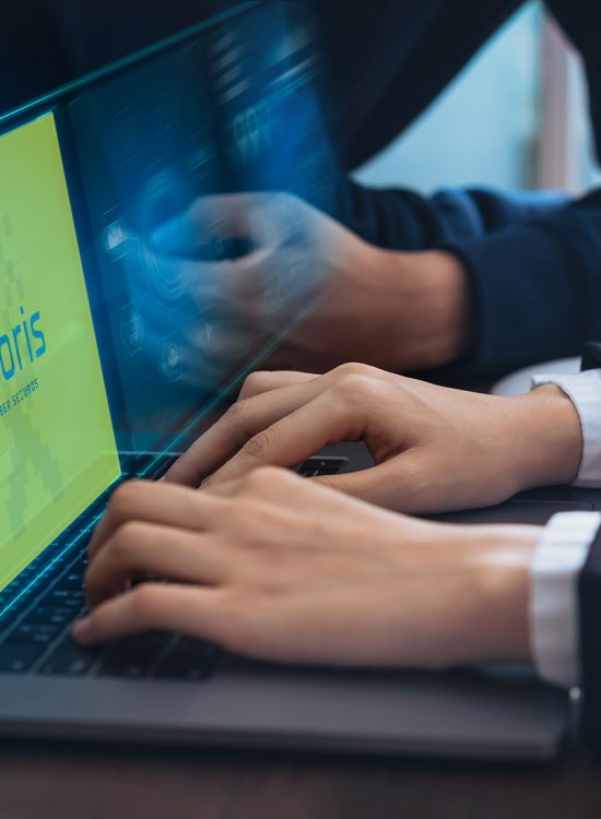 Technology concept with cyber security internet and networking, Businessman hand working on laptop, screen padlock icon on digital display.